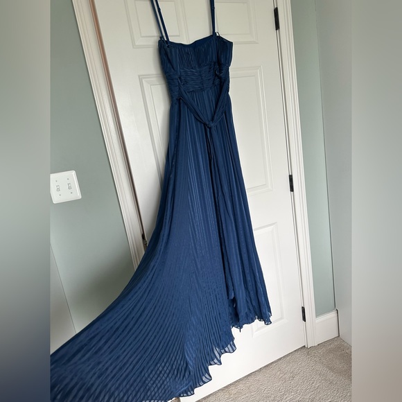 EUC | BCBG MaxAzria ink blue strapless 100% silk gown/PROM dress - Picture 2 of 10